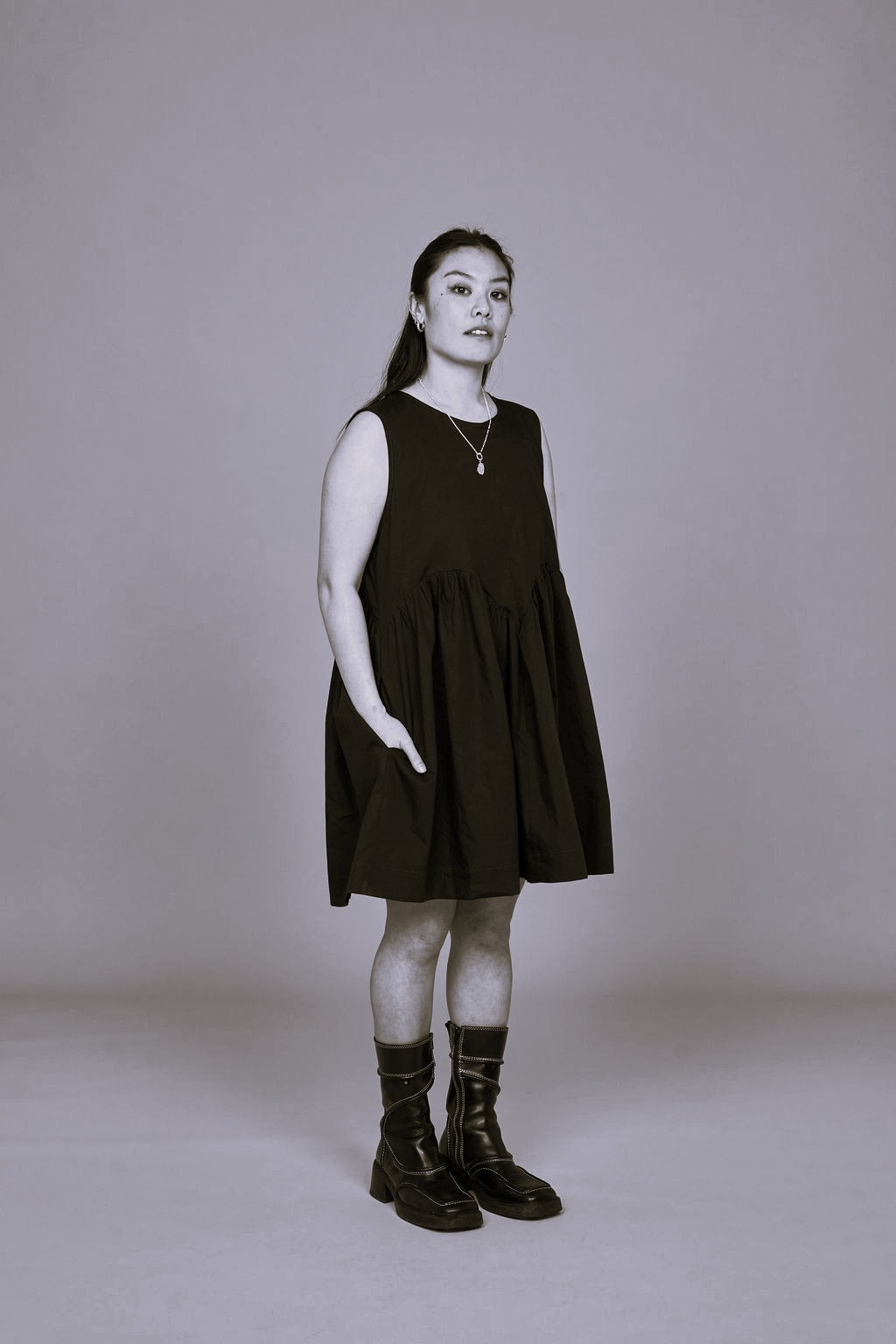 Petal Dress (Burgundy Stripe Mix) - Made-to-Order