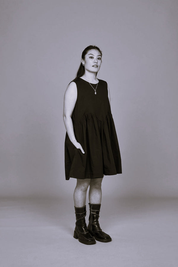 Petal Dress (Burgundy Stripe Mix) - Made-to-Order