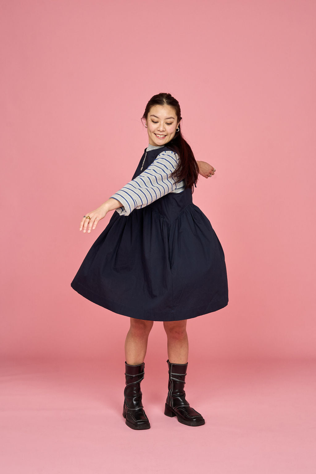 Petal Dress (Navy) - Made-to-Order