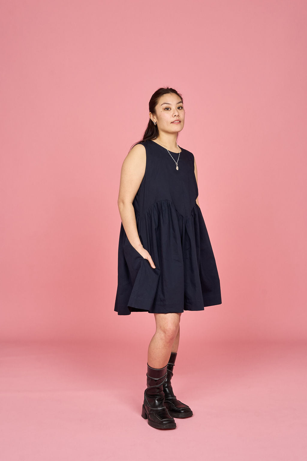 Petal Dress (Navy) - Made-to-Order