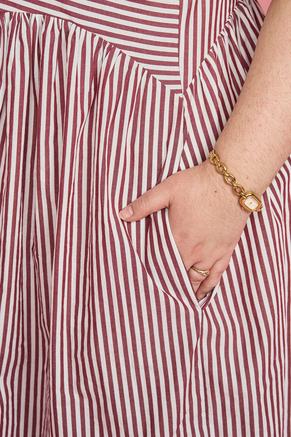 Petal Dress (Burgundy Stripe Mix) - Made-to-Order